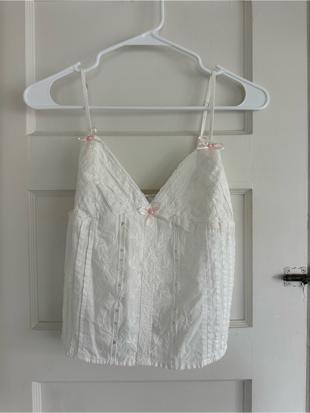 White Lace-Trim Spaghetti Strap Top